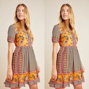 Anthropologie Carmel Embroidered Tunic Mini Dress